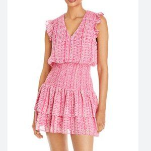 AQUA Smocked Flutter Sleeve Dress, Size M